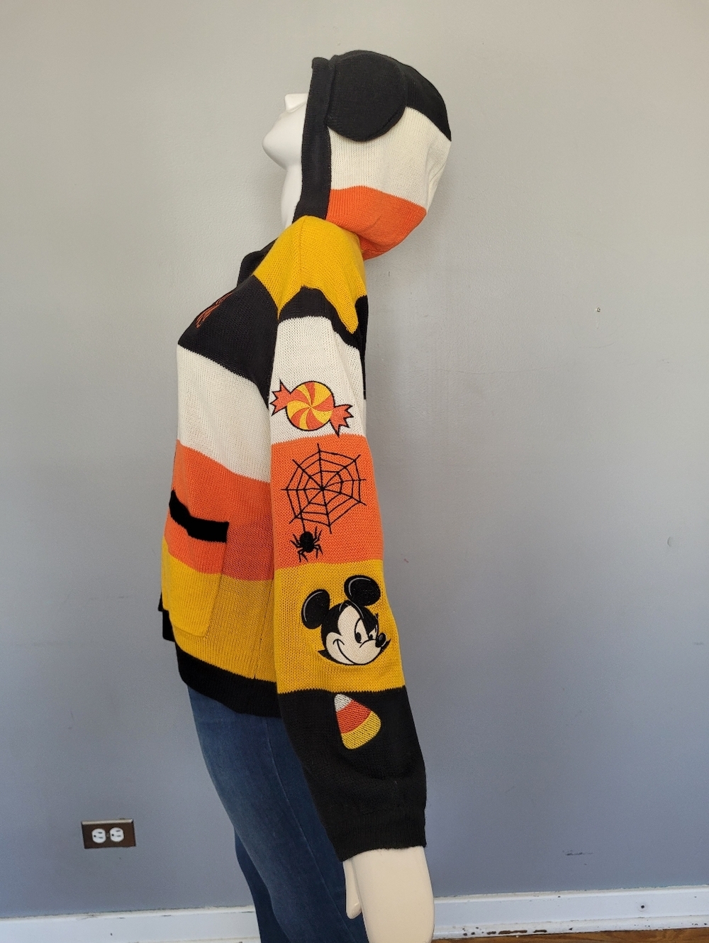 Her Universe Disney Halloween Mickey Mouse Stripe Hooded Cardigan, BNWT, Size M - Picture 6 of 9